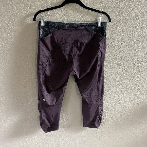 Lululemon Stash It Crop Leggings Womens 8 Burgundy Star Crushed Black Cherry - Picture 2 of 16